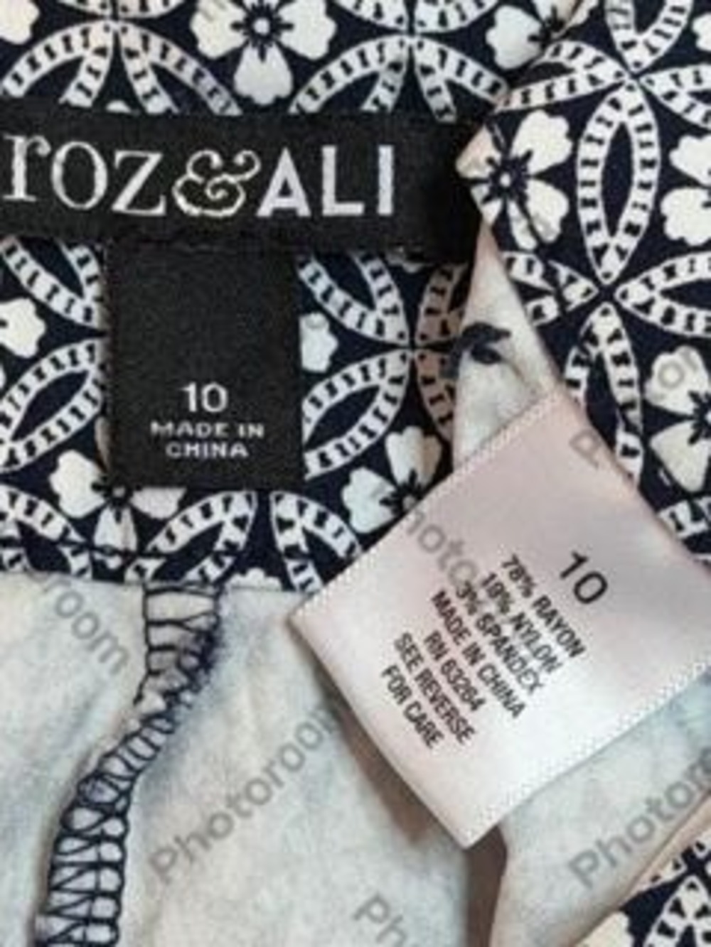 Roz & Ali Black White Pants Size 10 Black/White - Picture 7 of 8